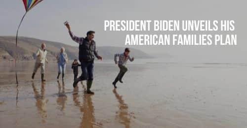 Family Running on Beach with Kite | President Biden Unveils His American Families Plan