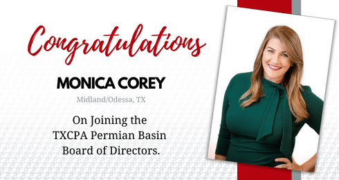 Congratulations Monica Corey on joining TXCPA Permian Basin Board of Directors.