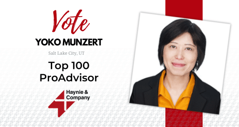 Vote for Yoko Munzert, top 100 ProAdvisor, Haynie, Salt Lake City.