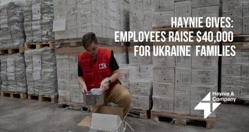 Haynie employee organizes donations for Ukraine in warehouse, raising $40,000 for families.
