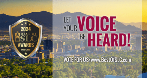 2024 Best of SLC Awards promo with city skyline, urging votes at BestOfSLC.com.