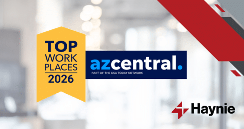 Top Workplaces 2026 award by azcentral for Haynie, USA TODAY Network.