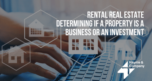 Hands typing on a laptop with real estate investment graphics and text overlay.