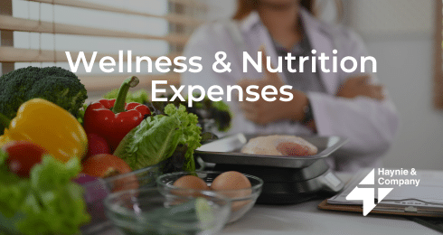 Wellness & Nutrition Expenses: Fresh vegetables, raw chicken, and eggs on a table near a person in a lab coat.