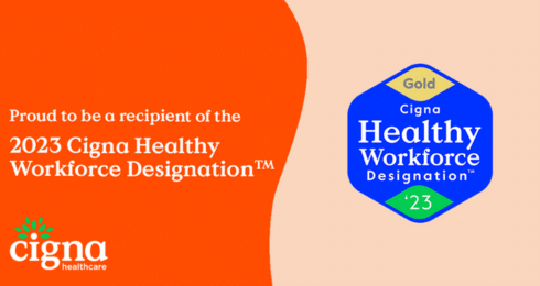 Cigna Healthcare receives 2023 Gold Healthy Workforce Designation badge.