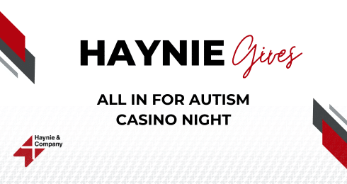 Haynie promotes All In for Autism casino night event with red and black theme.