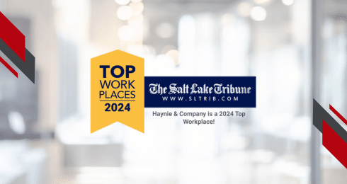 Top Workplaces 2024 badge awarded to Haynie by The Salt Lake Tribune.