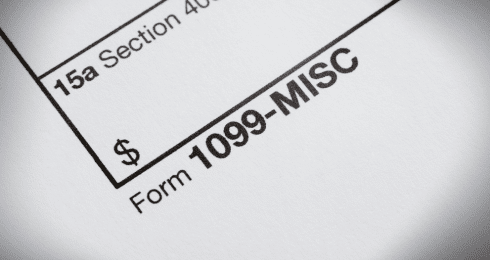 Close-up of IRS 1099-MISC form section 15a for tax reporting purposes.