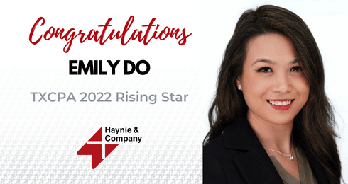 Congratulations to Emily Do, TXCPA 2022 Rising Star, Haynie.