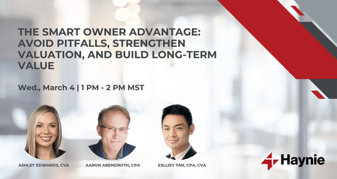 The Smart Owner Advantage webinar promo featuring Ashley Edwards, Aaron Abendroth, Esslley Tan, hosted by Haynie.