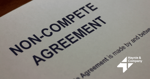 Non-compete agreement document with Haynie logo at the bottom right.