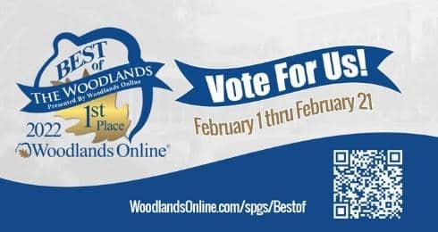 Best of The Woodlands 2022 1st Place award invitation to vote online until February 21.