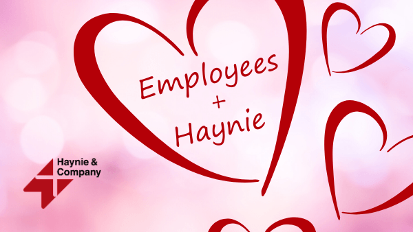 Hearts with Employees + Haynie text, Haynie logo in the corner.