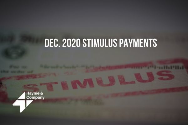 December 2020 stimulus payment concept with Haynie logo.