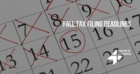 Calendar marked for fall tax filing deadlines on the 15th.