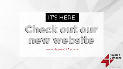 Haynie unveils new website with announcement graphic. Visit www.hayniecpas.com.