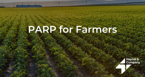 Field with PARP for Farmers text and Haynie logo.