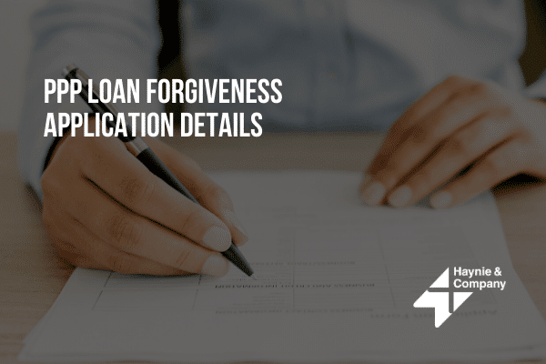 PPP loan forgiveness form being filled out.