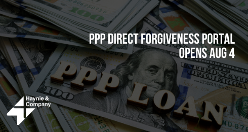 PPP loan information with money background and Aug 4 portal date.