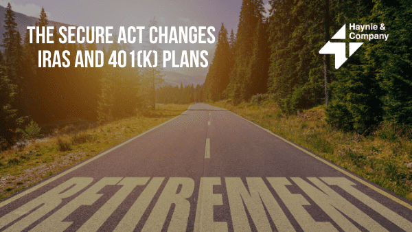 Road leading to forest with RETIREMENT text, promoting the Secure Act changes to IRAs and 401(k) plans.