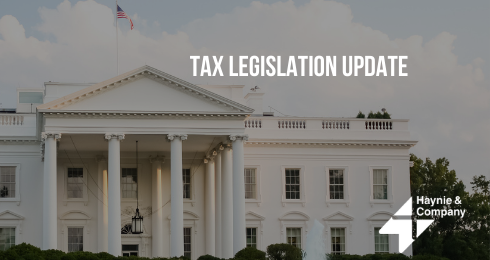 White House with text Tax Legislation Update and Haynie logo.