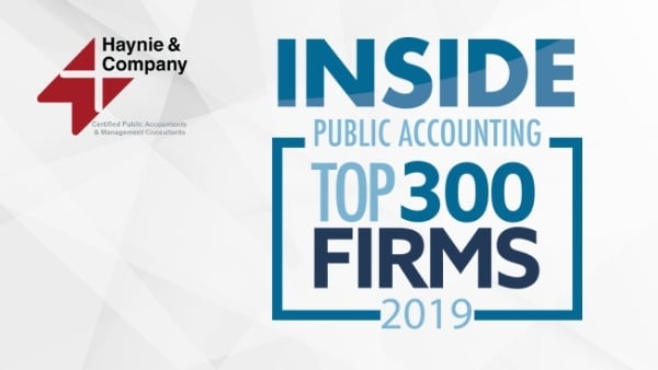 Haynie named in Inside Public Accounting's Top 300 Firms of 2019.