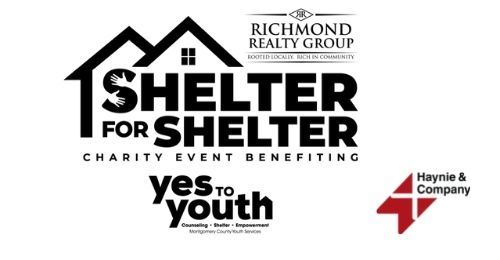 Shelter for Shelter charity event benefiting Yes to Youth with Richmond Realty and Haynie logos.